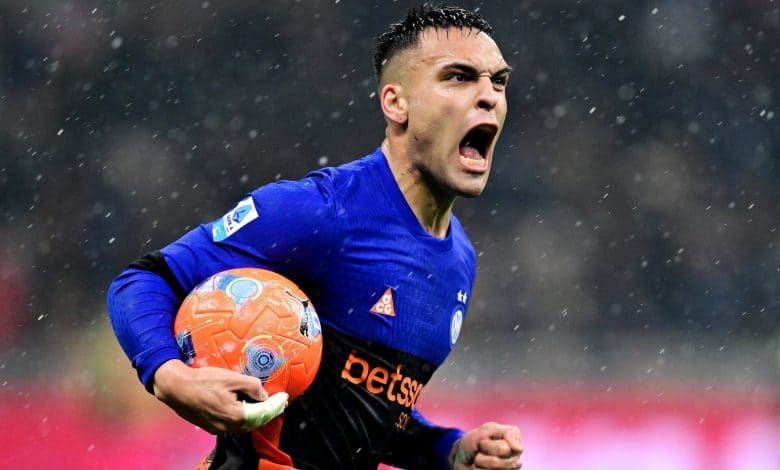An energetic soccer player passionately celebrating on the field during a rainstorm, clutching the ball, showcasing intense emotion, athleticism, and determination in a competitive match.